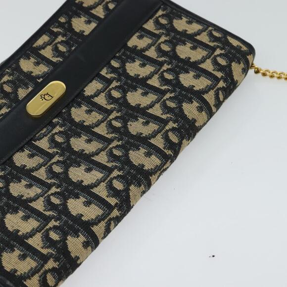 DIOR Trotter Canvas Chain Shoulder Bag Navy Gold - Picture 6 of 12